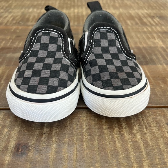 Vans baby slip-on V Velcro strap Checkerboard black/pewter Baby Size 4.5 - Picture 9 of 10